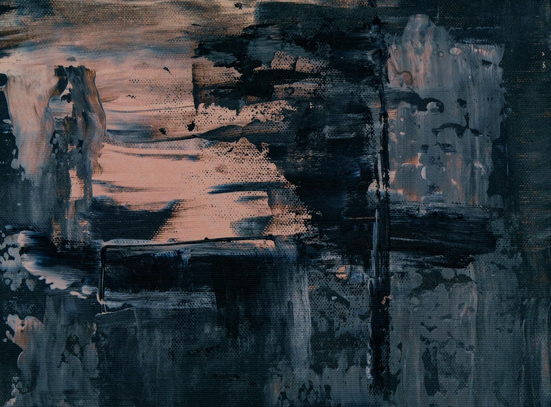 blue and cream abstract painting